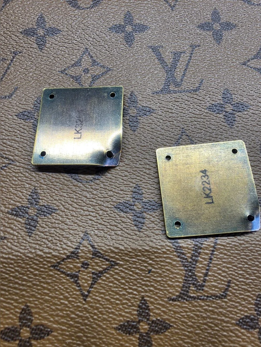 Louis Vuitton Gold Square Logo Plates X2